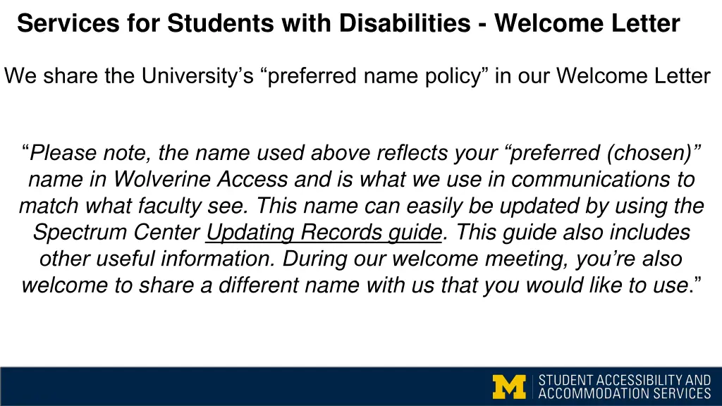 services for students with disabilities welcome