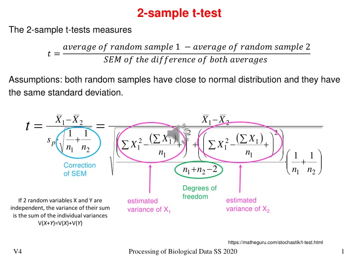 2 sample t test