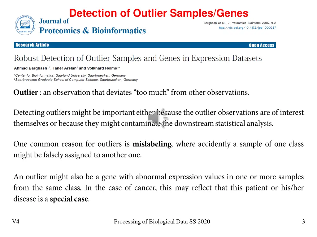 detection of outlier samples genes
