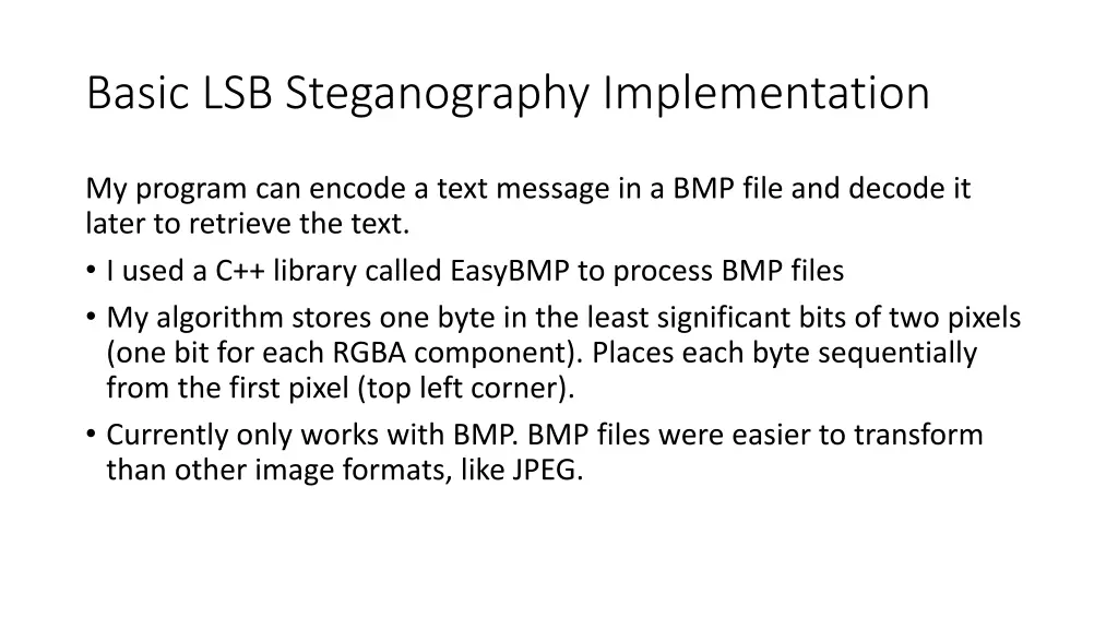 basic lsb steganography implementation