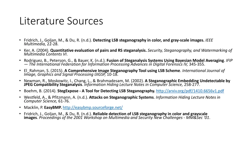 literature sources