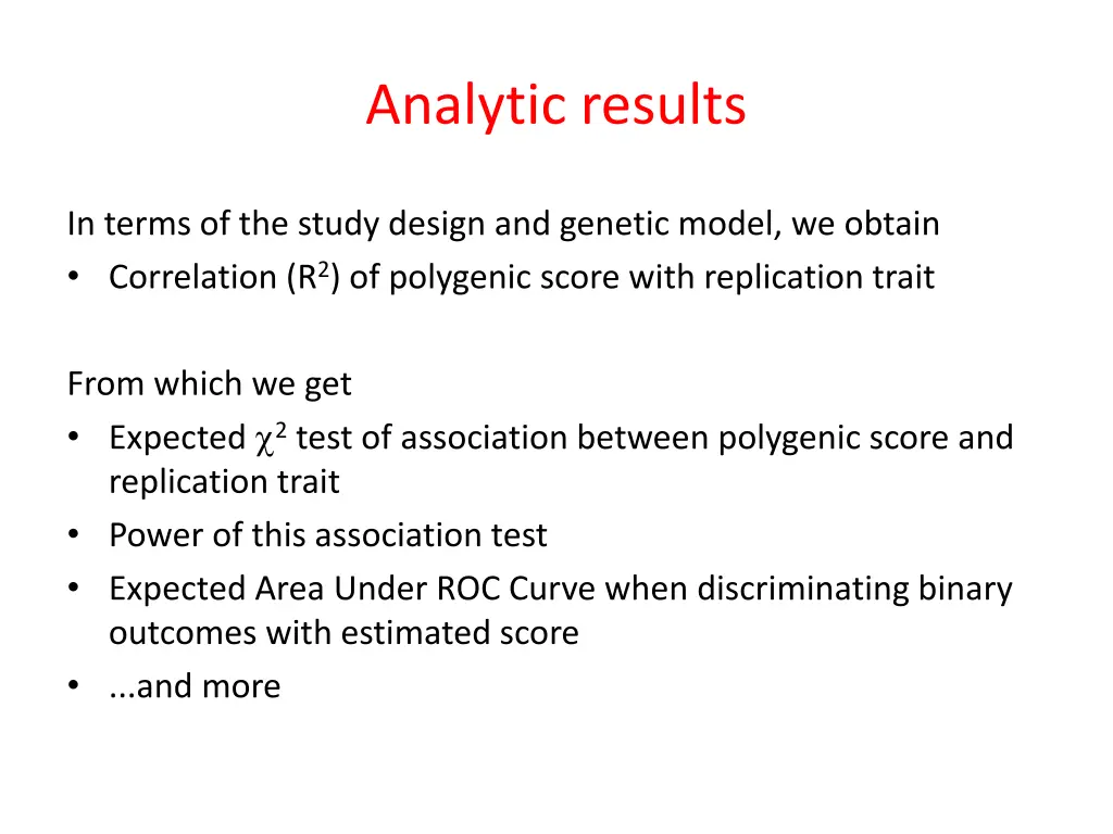 analytic results