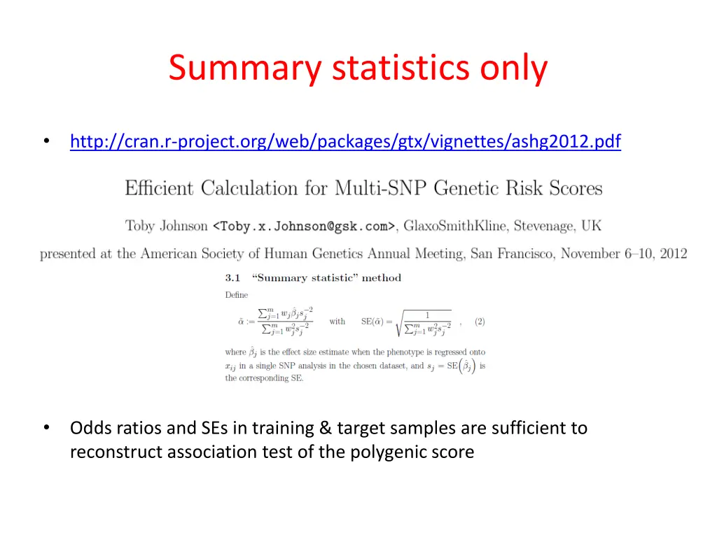 summary statistics only
