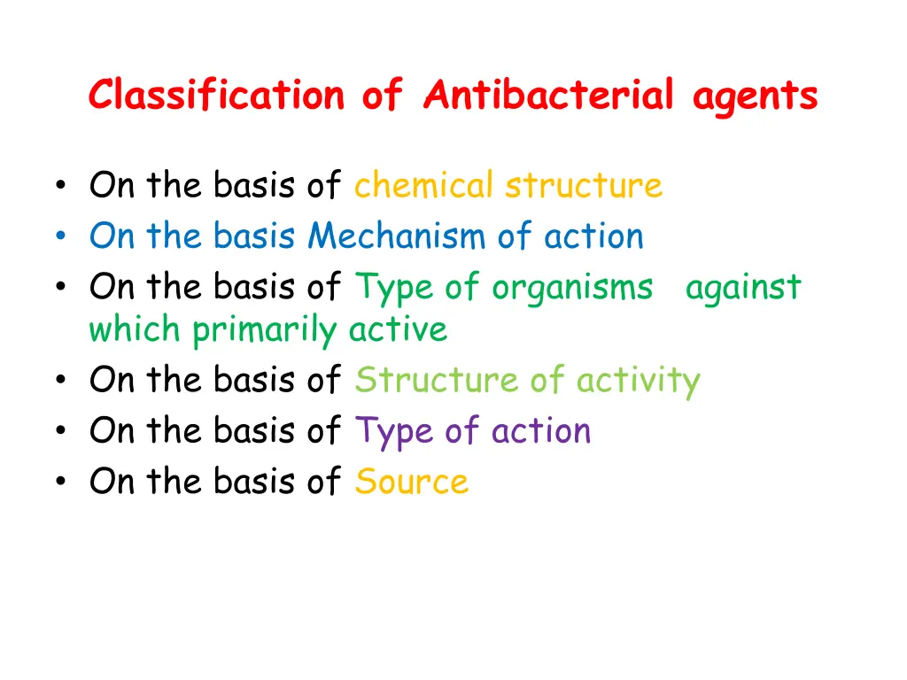 classification of antibacterial agents