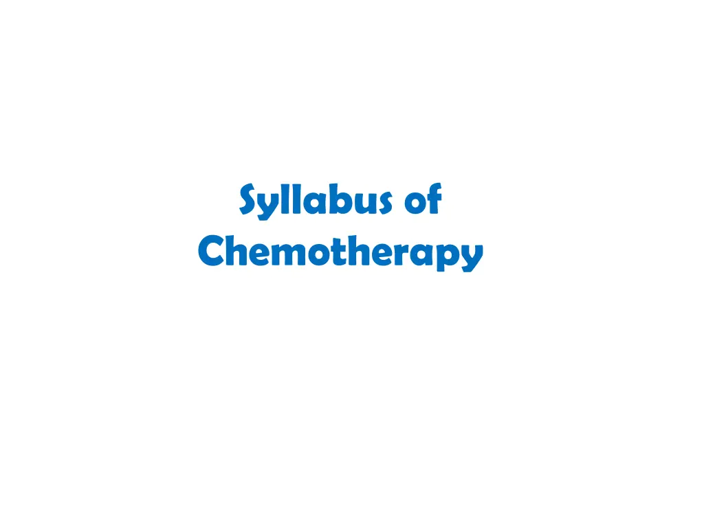 syllabus of chemotherapy