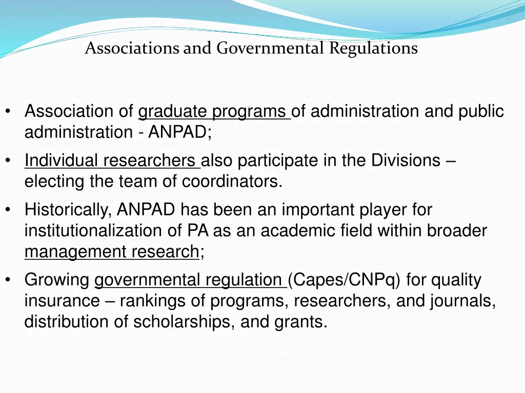 associations and governmental regulations