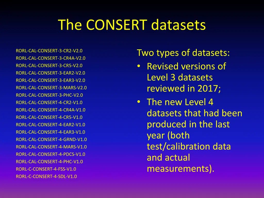the consert datasets