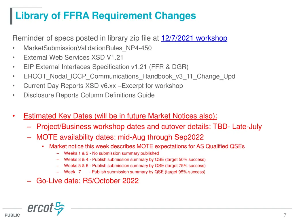 library of ffra requirement changes