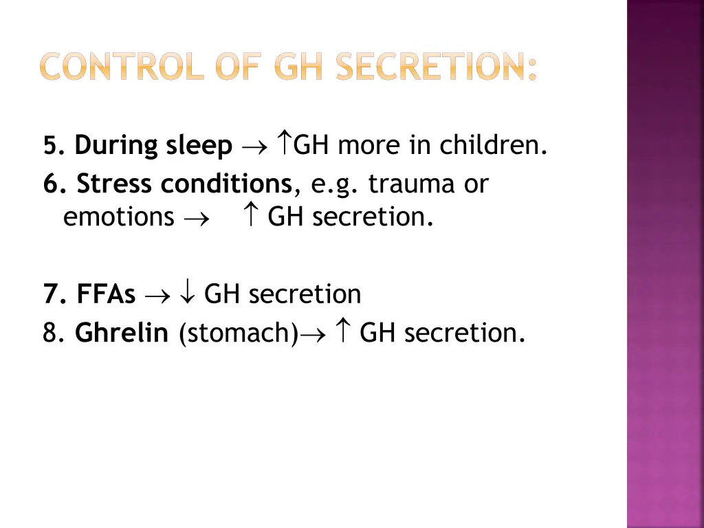 control of gh secretion 1