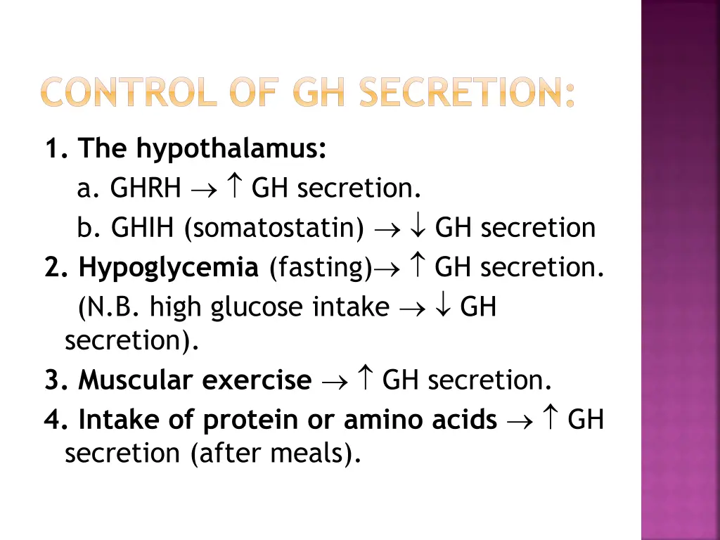 control of gh secretion