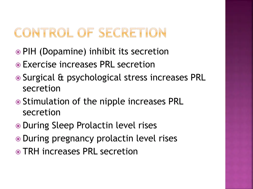 control of secretion
