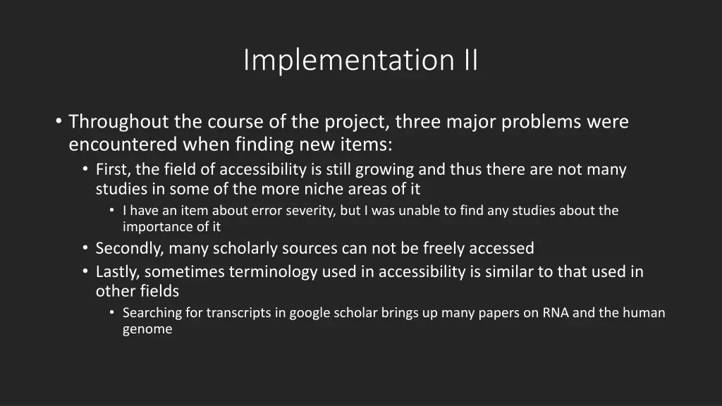 implementation ii