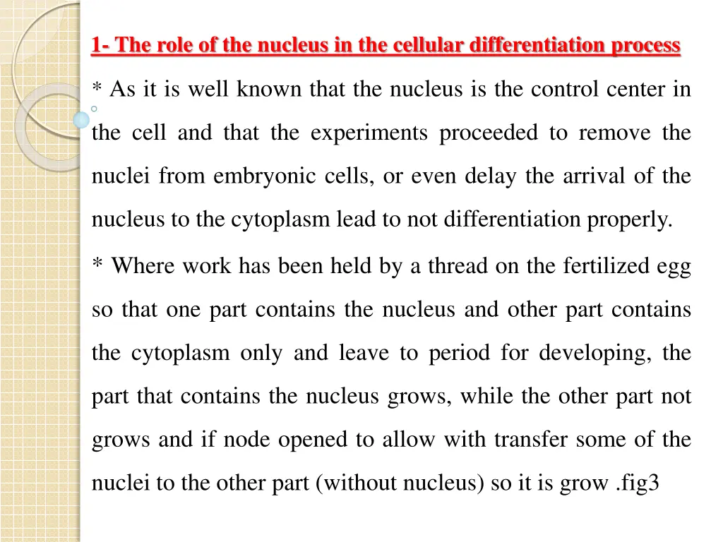 1 the role of the nucleus in the cellular