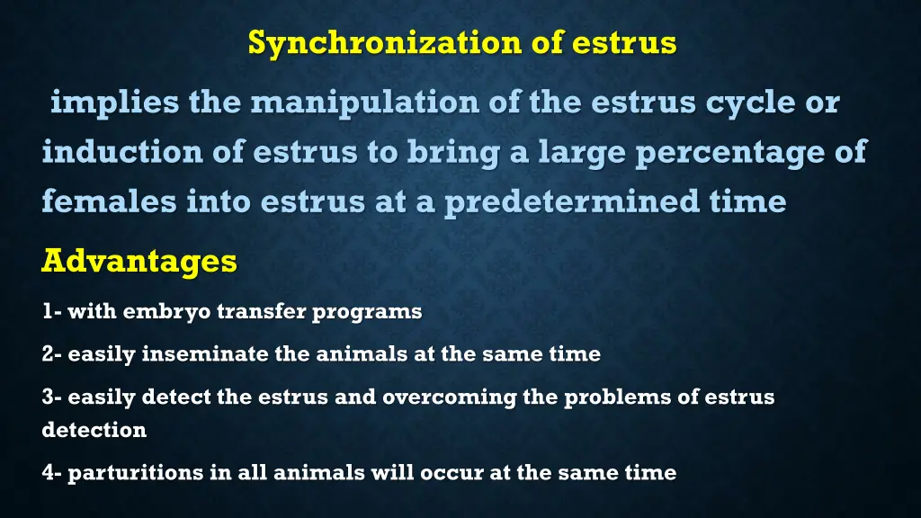 synchronization of estrus