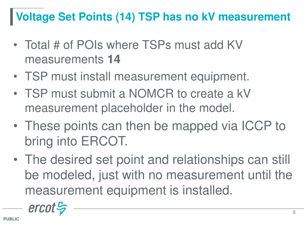 voltage set points 14 tsp has no kv measurement