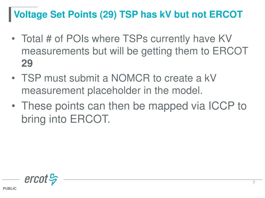 voltage set points 29 tsp has kv but not ercot