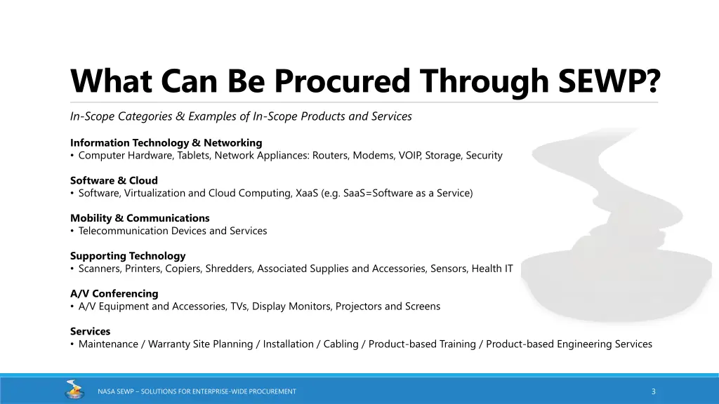 what can be procured through sewp