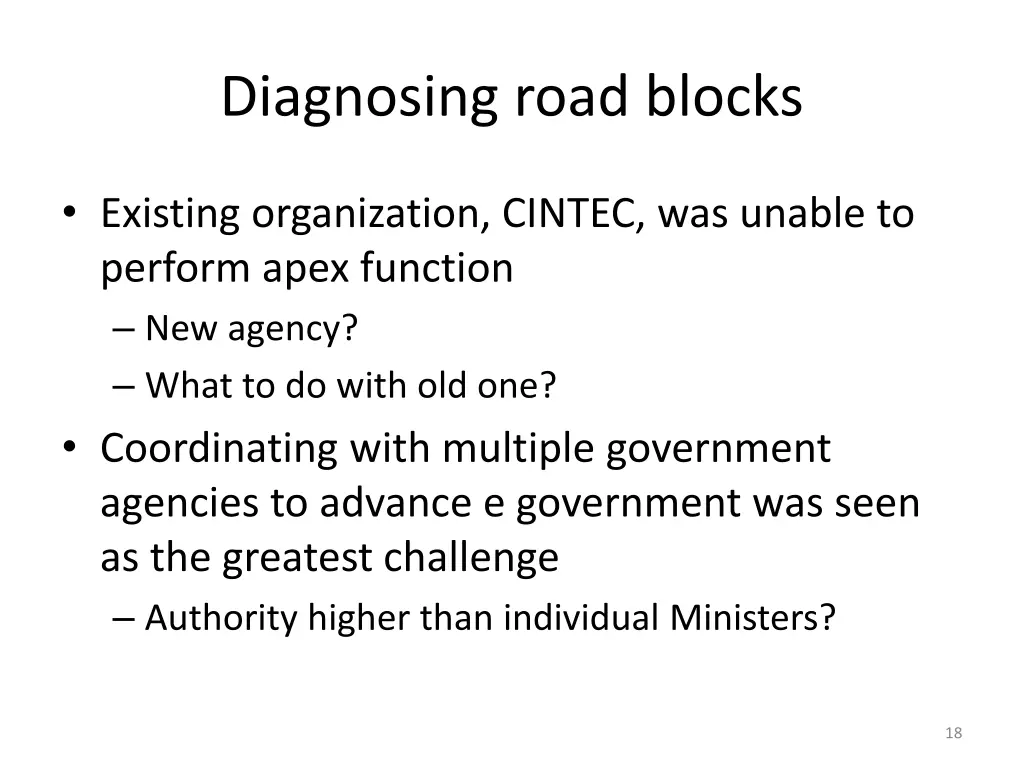 diagnosing road blocks