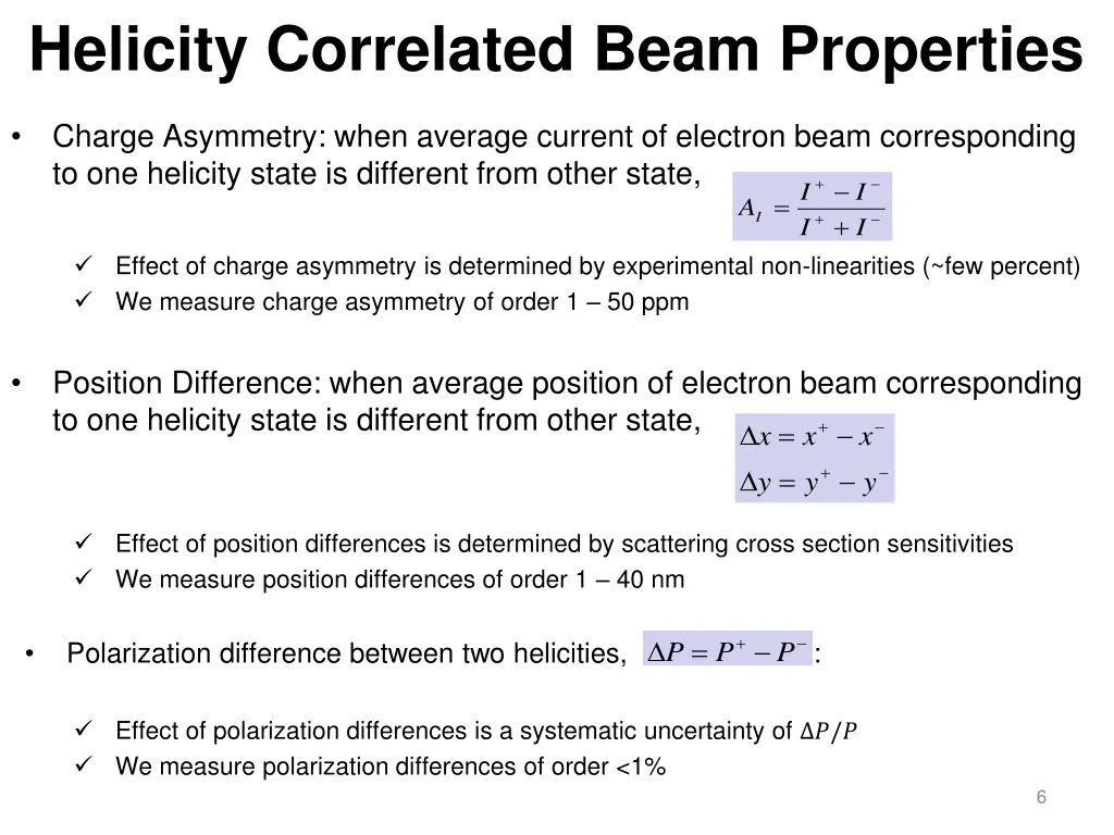 helicity correlated beam properties