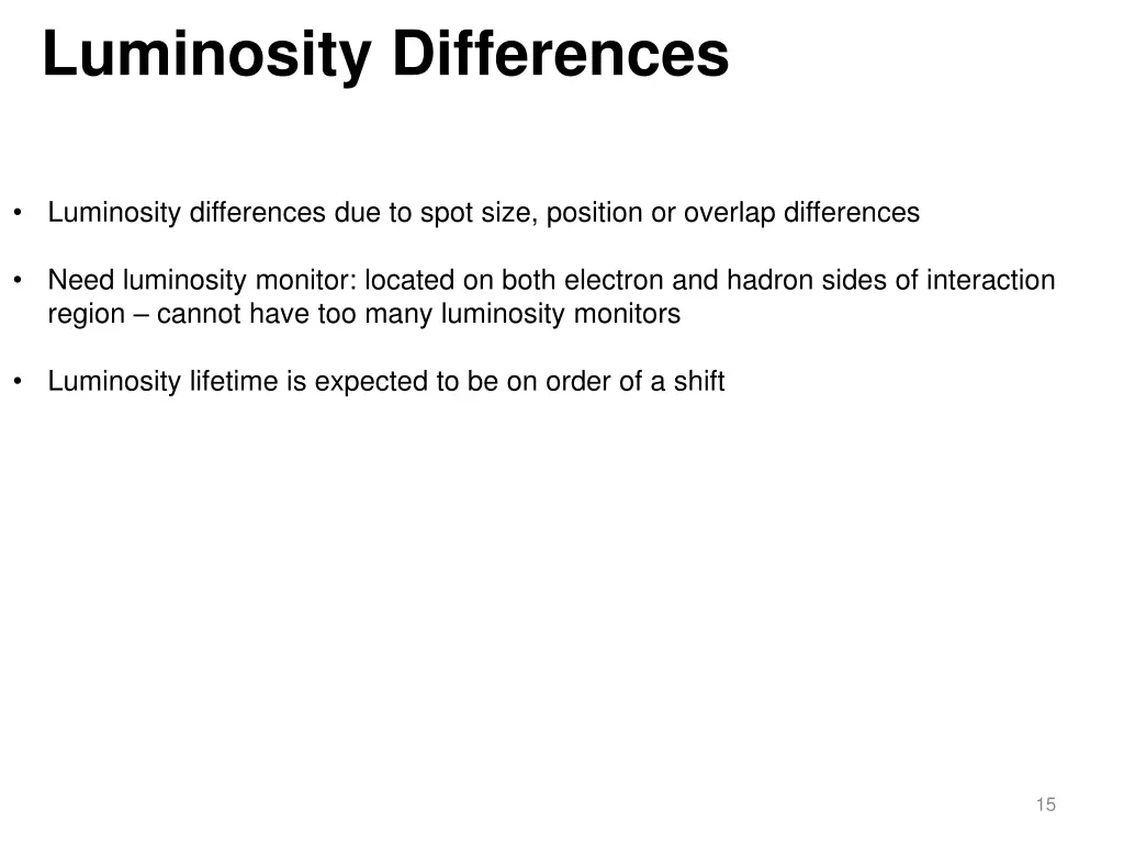 luminosity differences