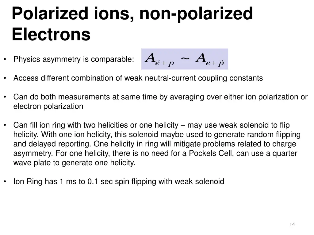 polarized ions non polarized electrons