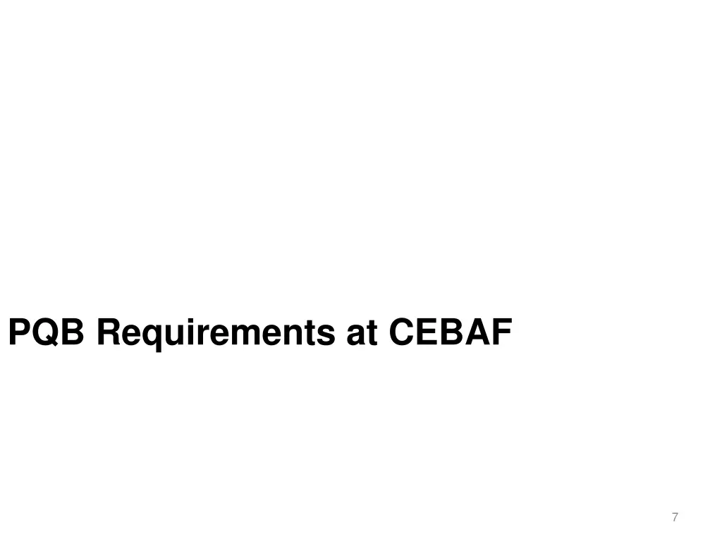 pqb requirements at cebaf