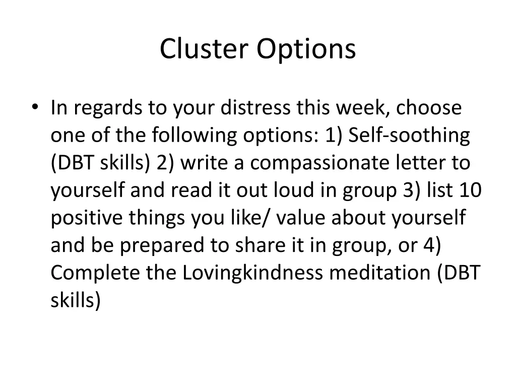 cluster options