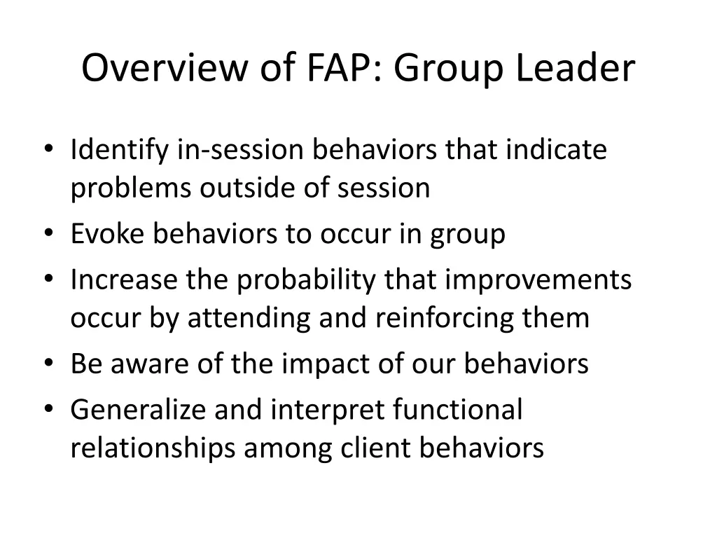 overview of fap group leader