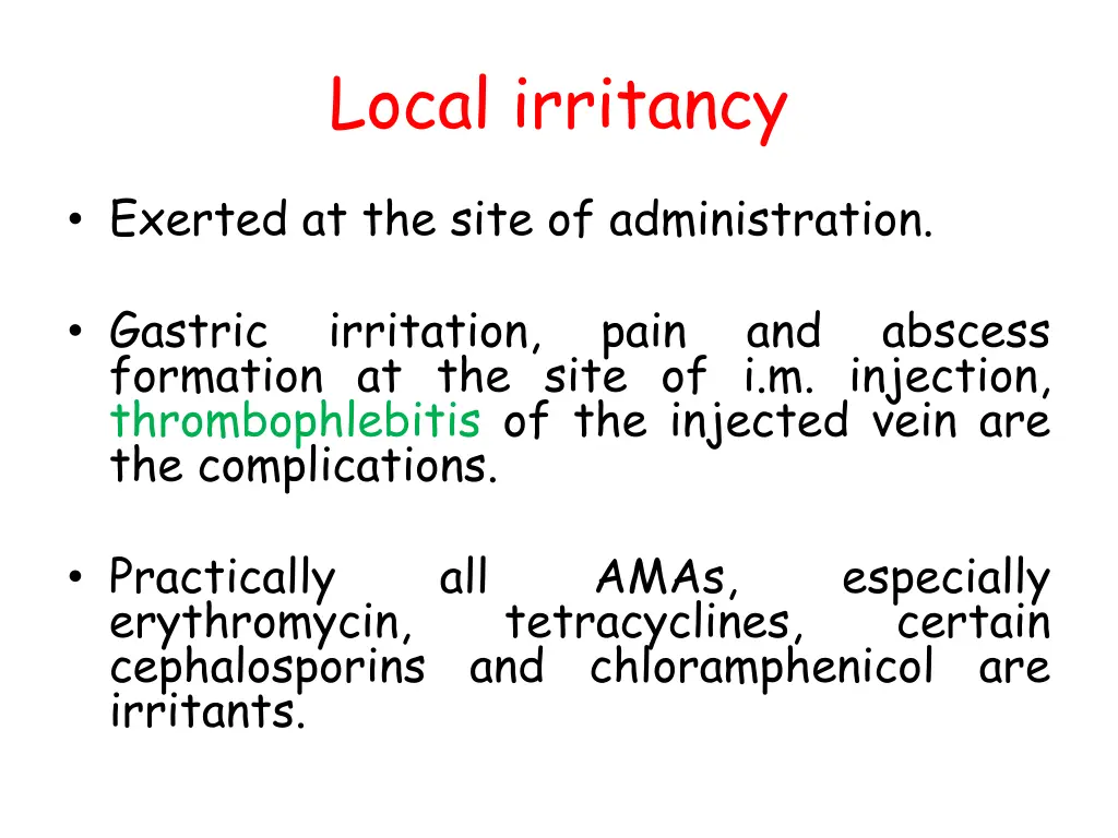 local irritancy