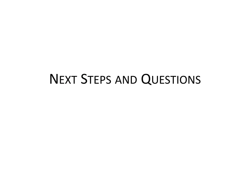 n ext s teps and q uestions