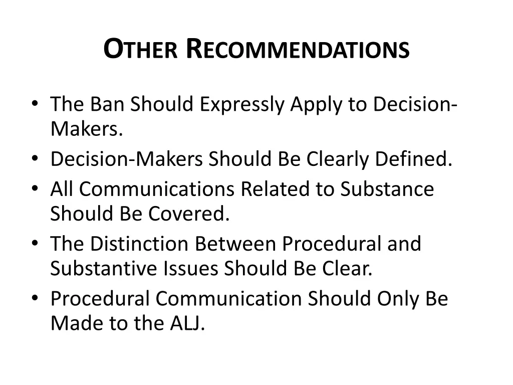 o ther r ecommendations