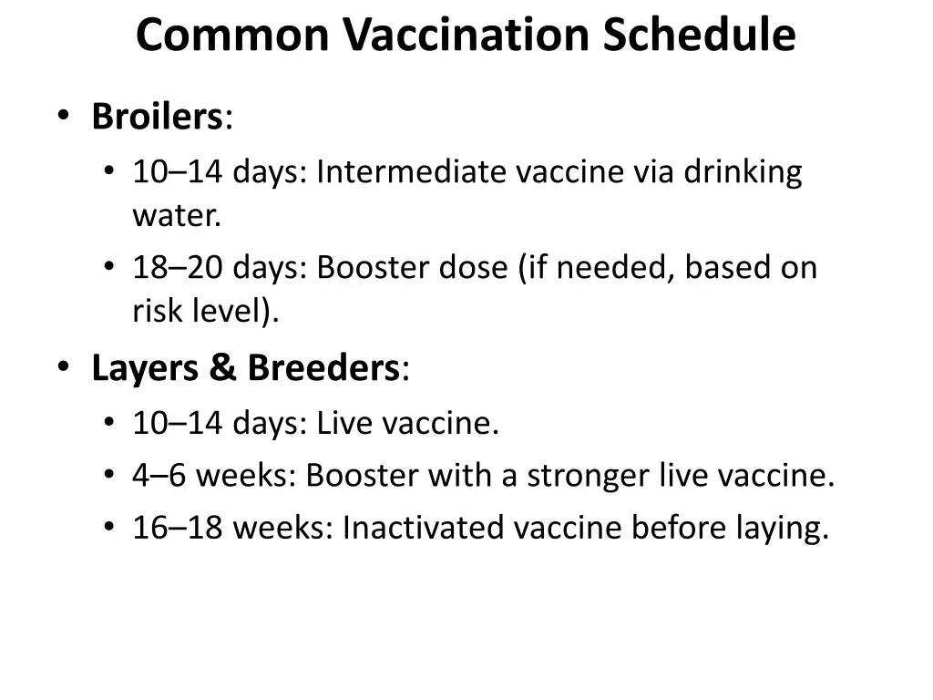 common vaccination schedule