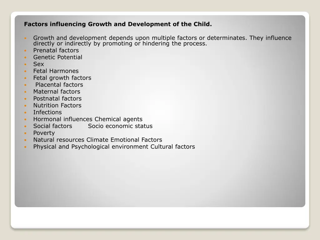 factors influencing growth and development