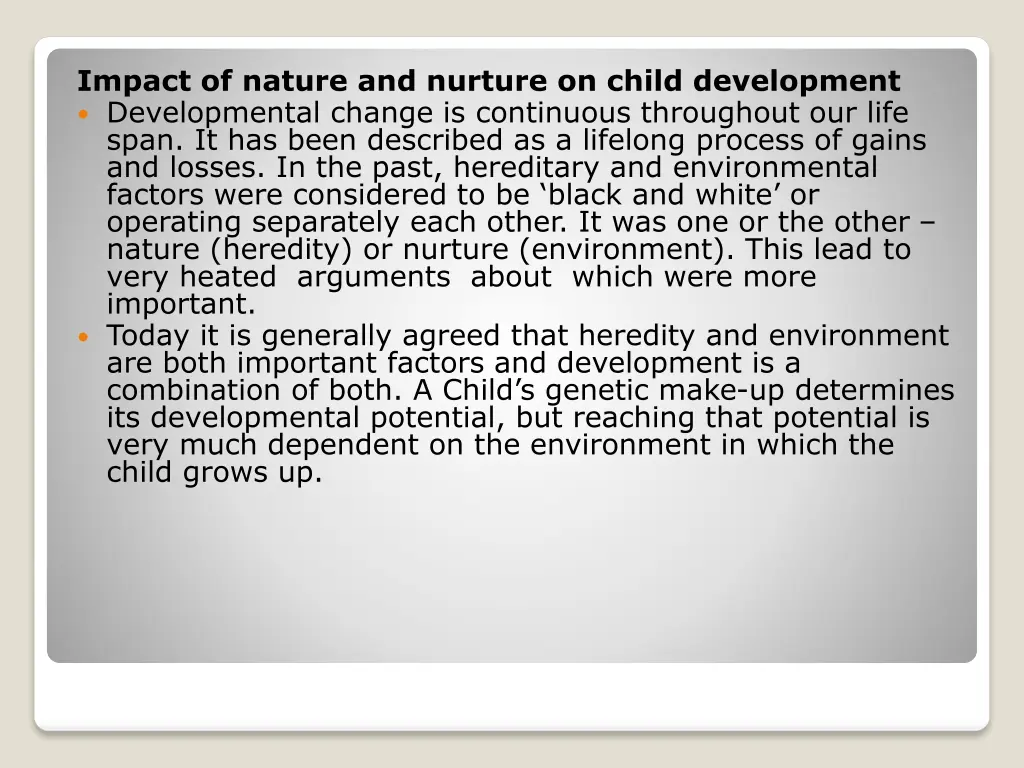 impact of nature and nurture on child development