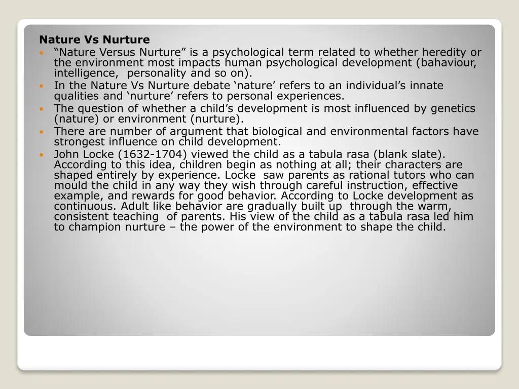 nature vs nurture nature versus nurture