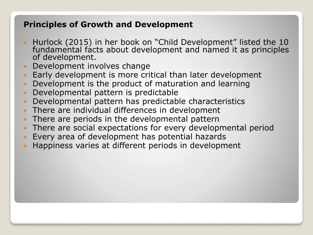 principles of growth and development