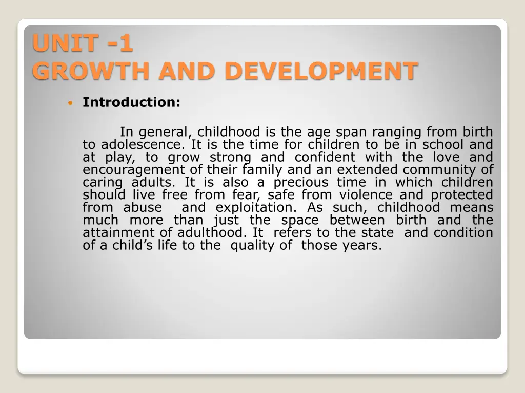 unit 1 growth and development