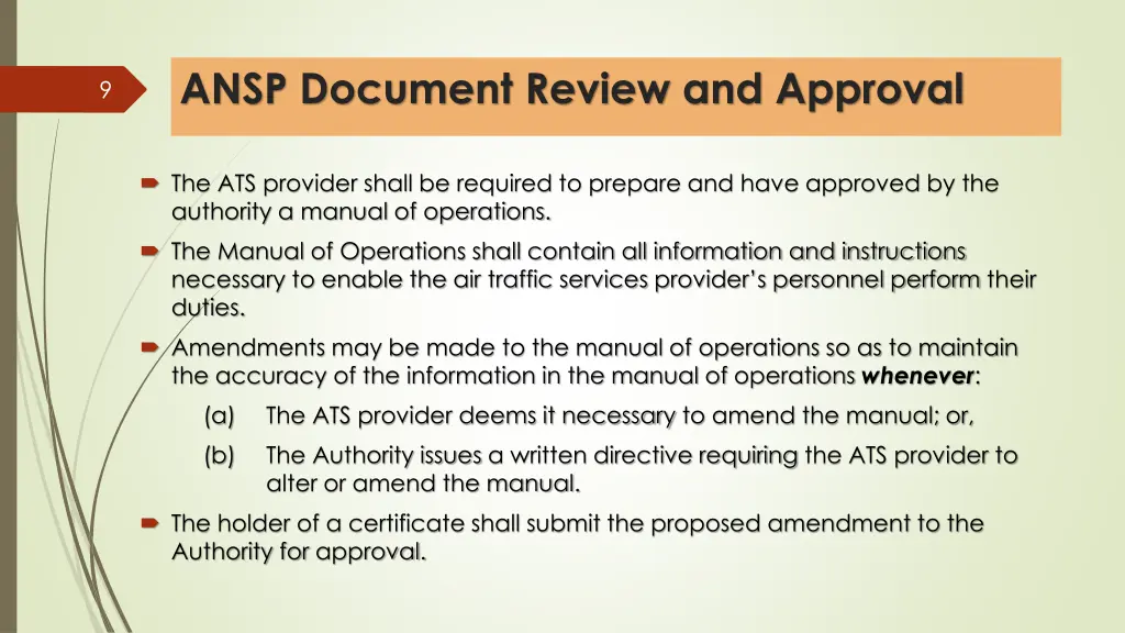 ansp document review and approval