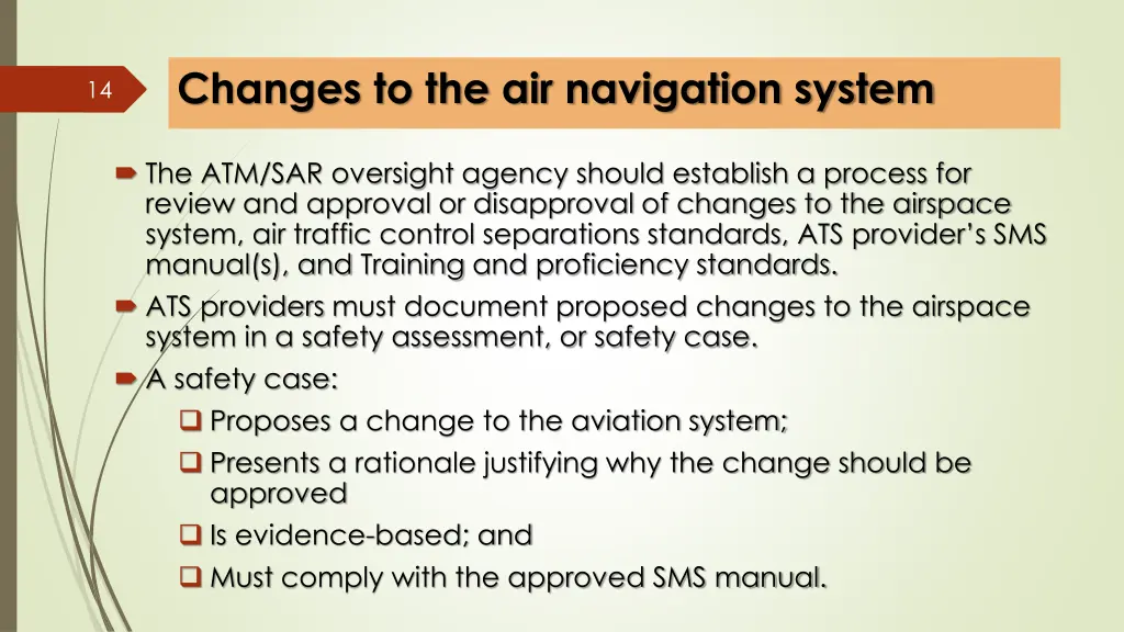 changes to the air navigation system 1