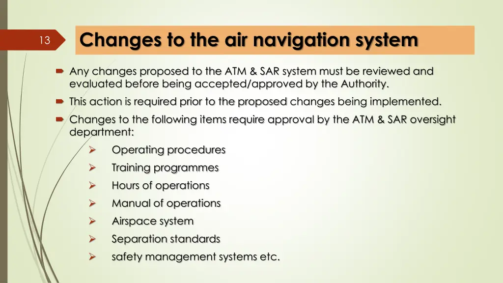changes to the air navigation system