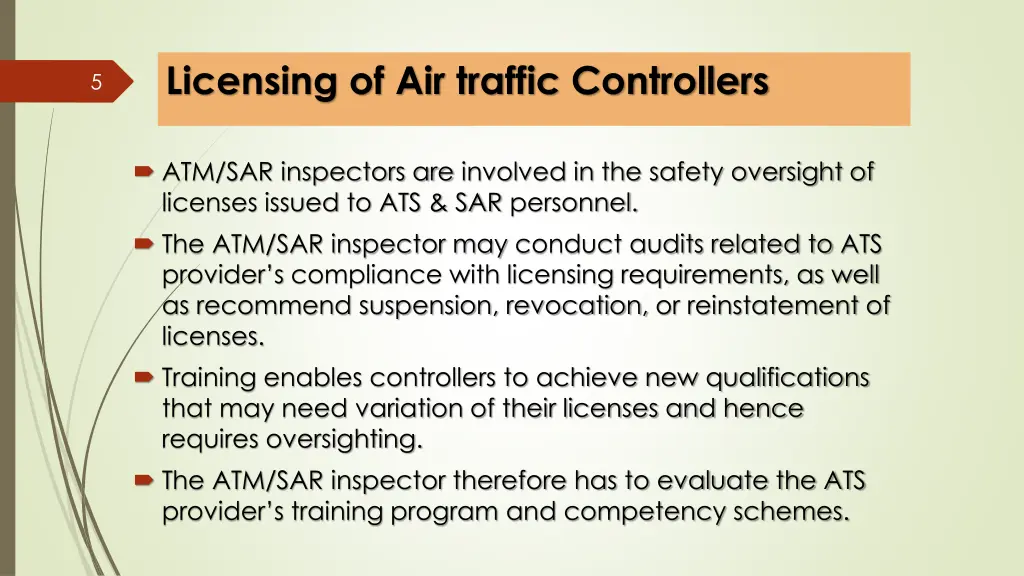 licensing of air traffic controllers