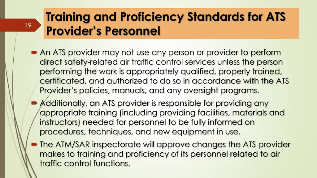 training and proficiency standards