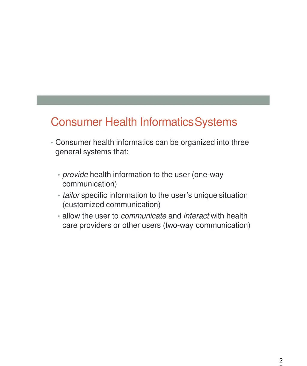 consumer health informaticssystems