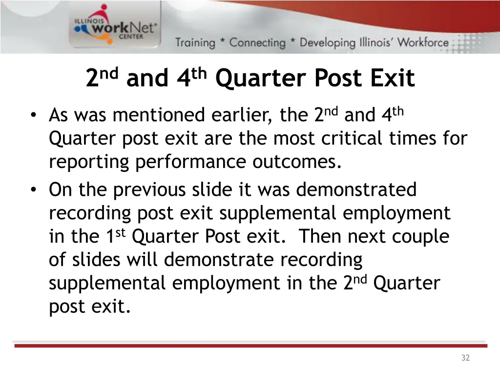 2 nd and 4 th quarter post exit