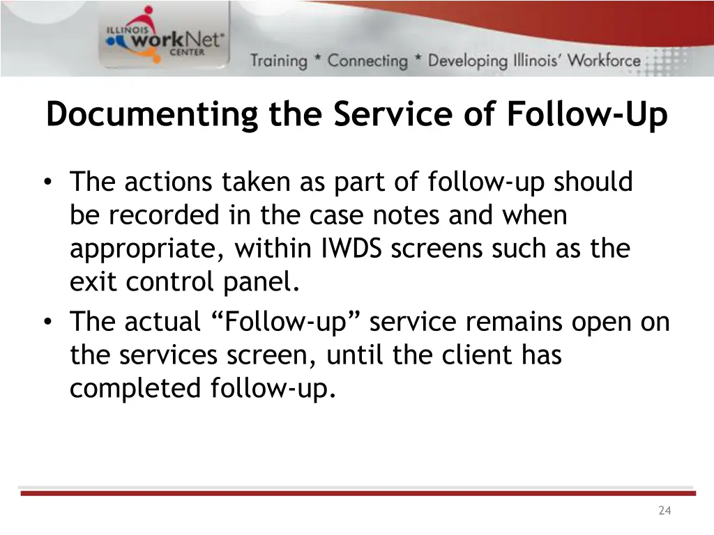 documenting the service of follow up 1
