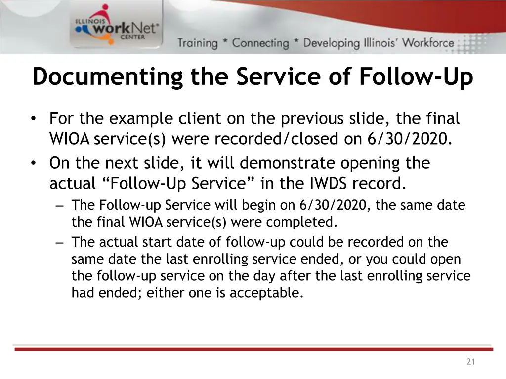 documenting the service of follow up