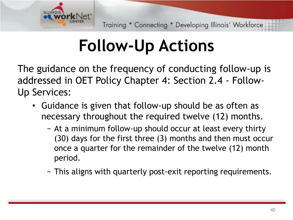 follow up actions