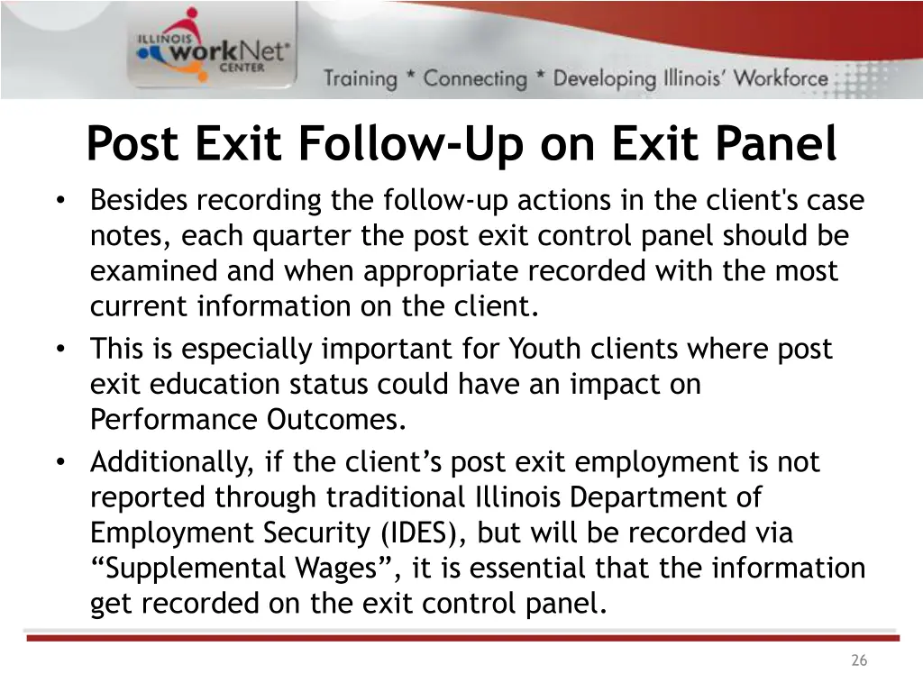post exit follow up on exit panel besides