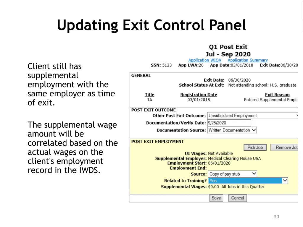 updating exit control panel 1