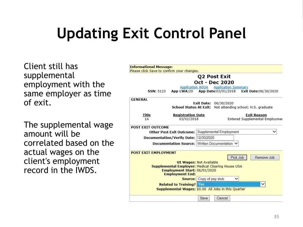 updating exit control panel 3